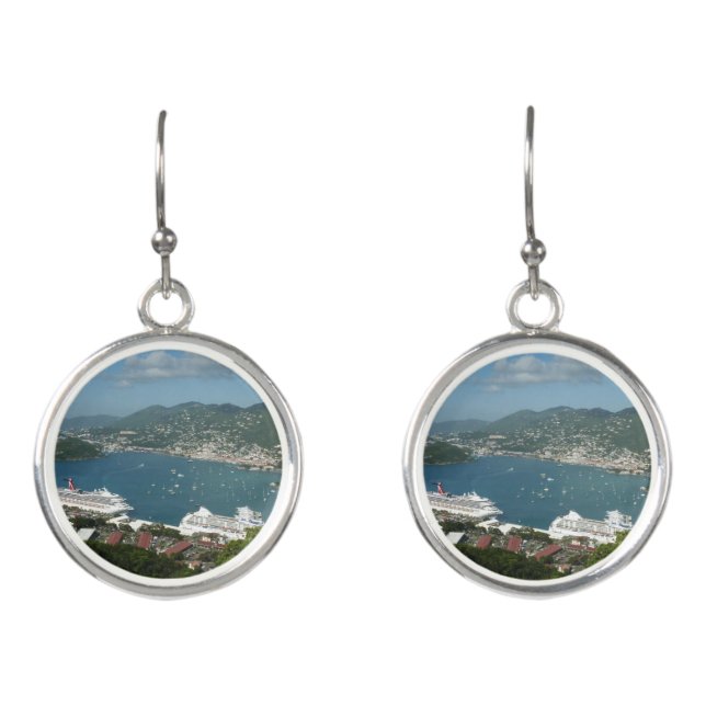 Harbor at St. Thomas US Virgin Islands Earrings (Front)