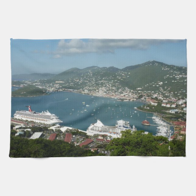 Harbor at St. Thomas US Virgin Islands Kitchen Towel (Horizontal)