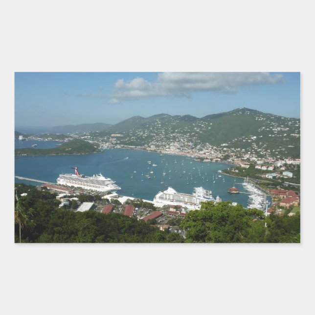 Harbor at St. Thomas US Virgin Islands Rectangular Sticker (Front)