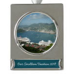 Harbor at St. Thomas US Virgin Islands Silver Plated Banner Ornament