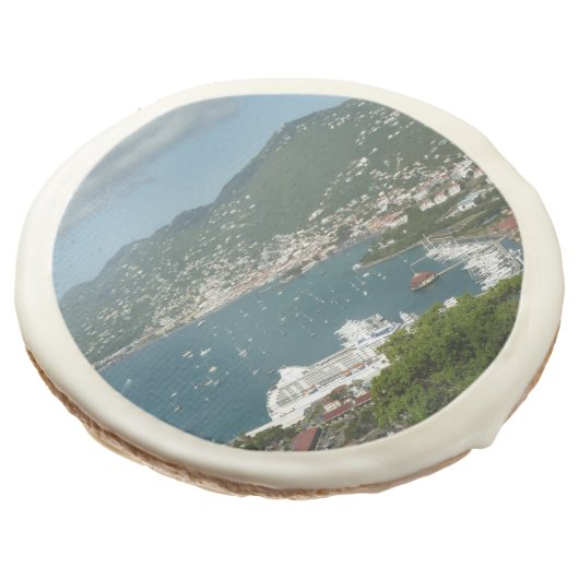 Harbor at St. Thomas US Virgin Islands Sugar Cookie (Angled)