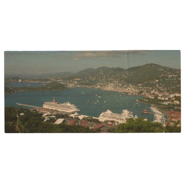 Harbor at St. Thomas US Virgin Islands Wood Flash Drive (Front)