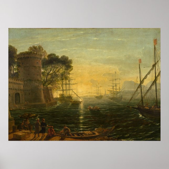 Harbor at Sunset - Claude Lorrain Fine Art Poster (Front)
