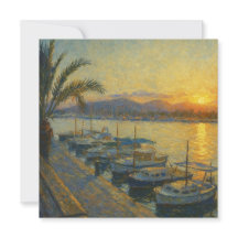 Harbor at Sunset Watercolor Invitation