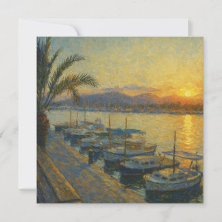 Harbor at Sunset Watercolor Invitation