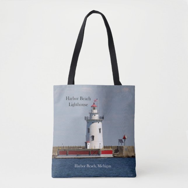 Harbor Beach Lighthouse all over tote bag (Front)