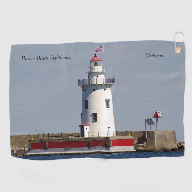 Harbor Beach Lighthouse golf towel (Horizontal)
