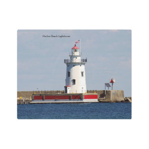 Harbor Beach Lighthouse metallic wall art