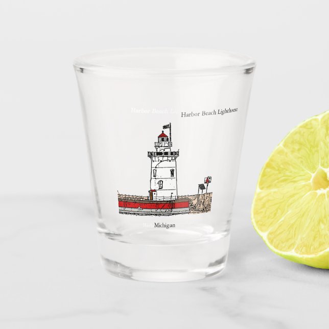 Harbor Beach Lighthouse shot glass (Front)