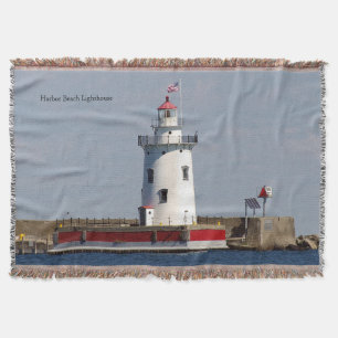 Harbor Beach Lighthouse throw blanket