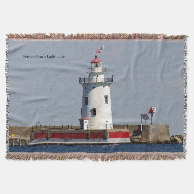 Harbor Beach Lighthouse throw blanket (Front)