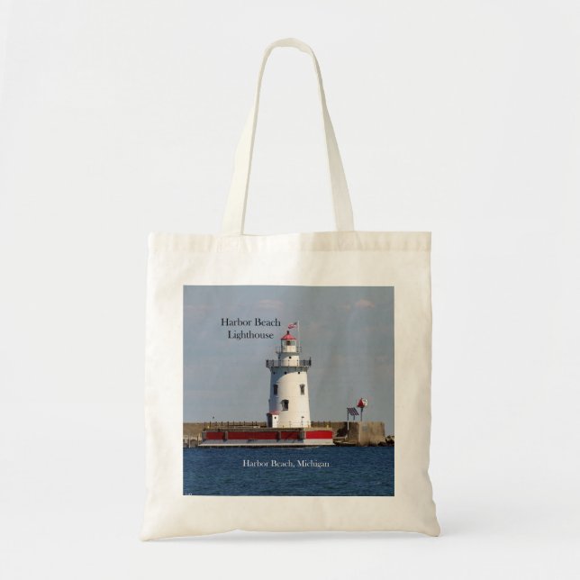 Harbor Beach Lighthouse tote bag (Front)