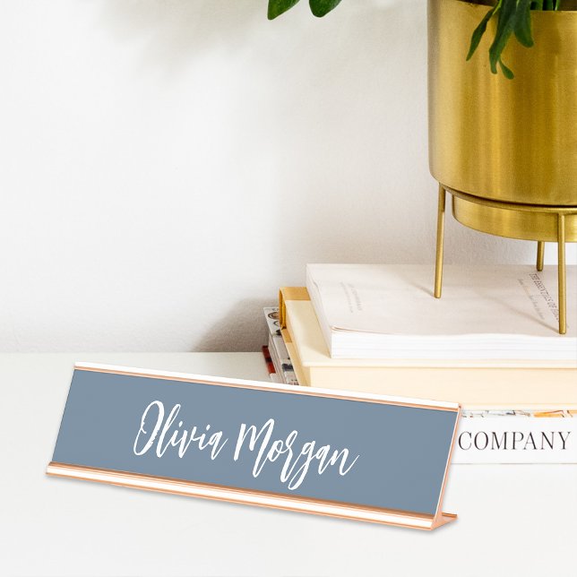 Harbor Blue Sketched Cursive Script Desk Name Plate (Creator Uploaded)