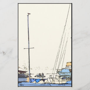 Harbor Boats Scene Stationery