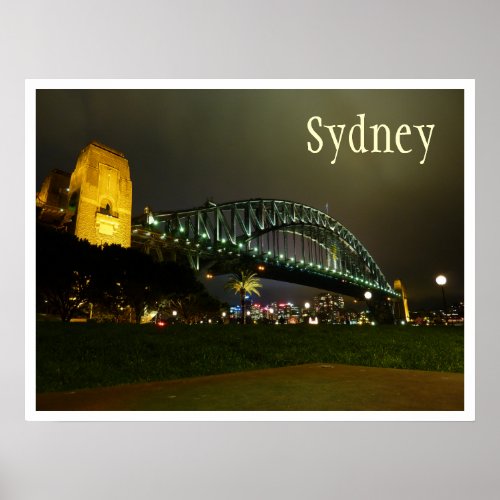 Harbor Bridge at Night Sydney Australia Poster