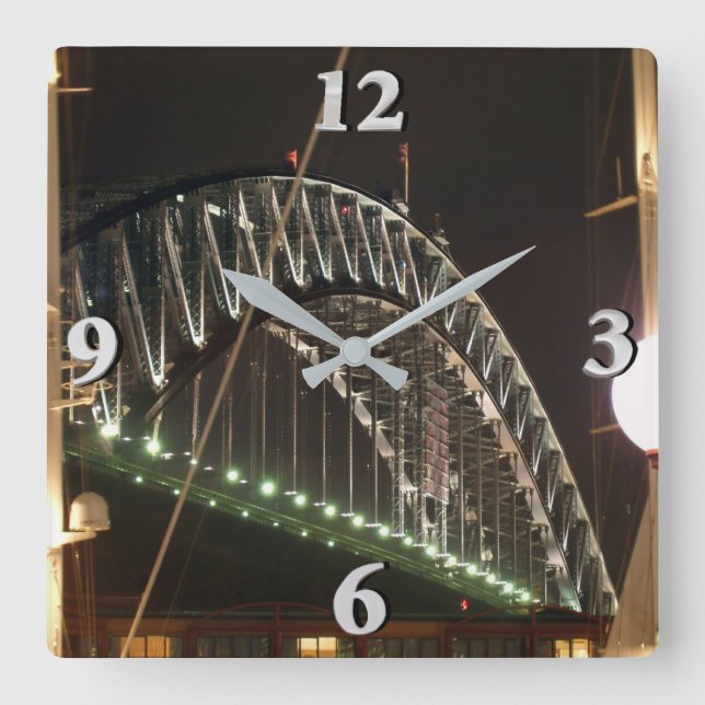 Harbor Bridge Square Wall Clock (Front)
