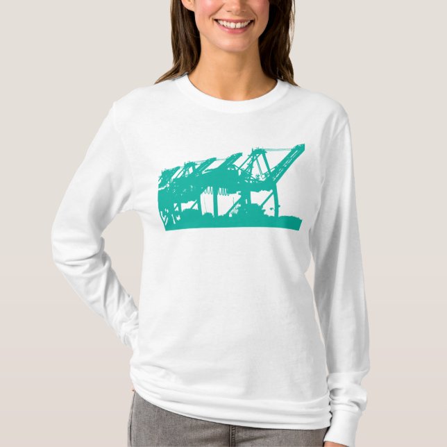 Harbor Cranes Bella Hoodie T-Shirt (Front)
