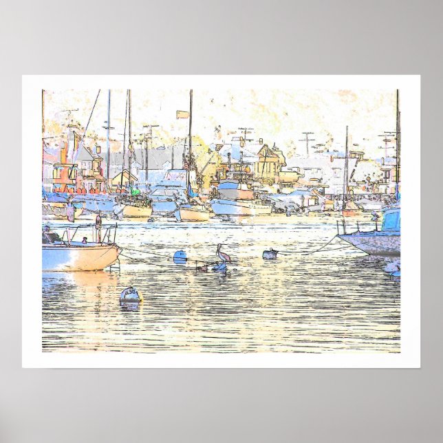 Harbor Dawn & Pelican Print (Front)