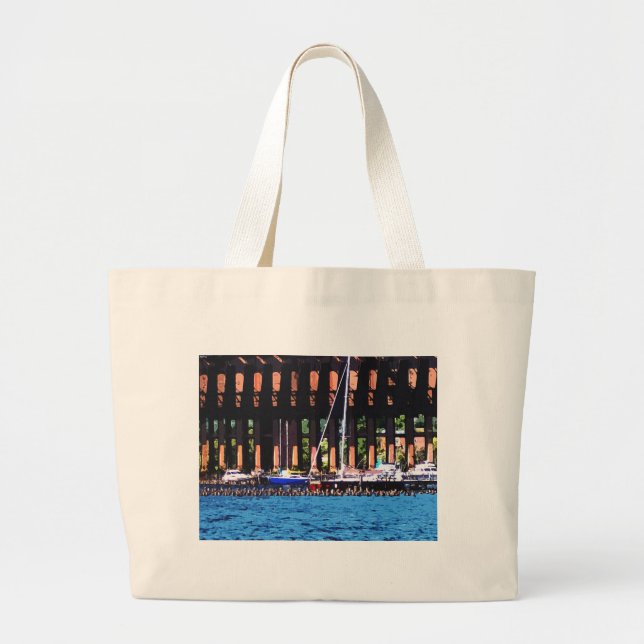Harbor Docks Large Tote Bag (Front)