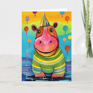 Harbor Fest Hippo: Cute Kids Birthday Card