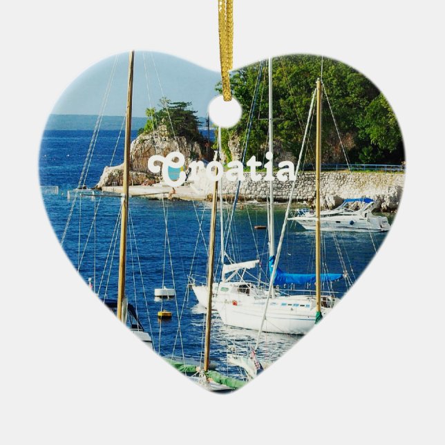 Harbor in Croatia Ceramic Ornament (Front)