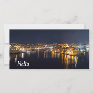 Harbor in Malta illuminated at night Canvas Print