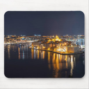 Harbor in Malta illuminated at night Mouse Pad