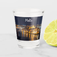 Harbor in Malta illuminated at night
