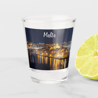 Harbor in Malta illuminated at night Shot Glass