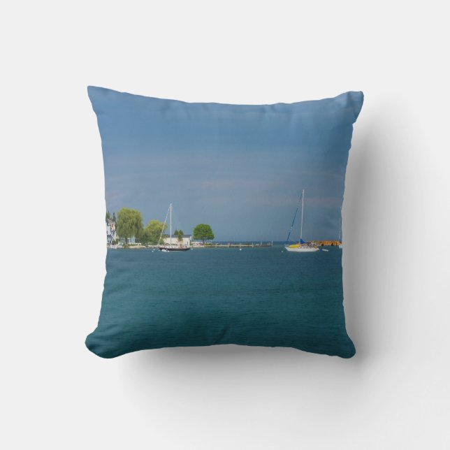 Harbor Mackinac Island Throw Pillow (Front)