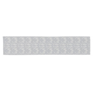 Harbor Mist Gray Contemporary Swirl Table Runner