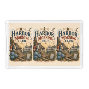 Harbor Morning Club Coastal Lighthouse Acrylic Tray