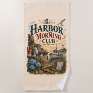 Harbor Morning Club Coastal Lighthouse Beach Towel
