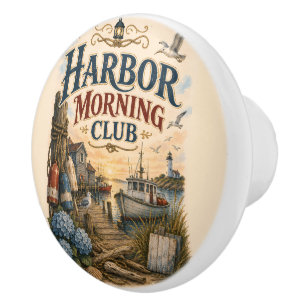 Harbor Morning Club Coastal Lighthouse Ceramic Knob
