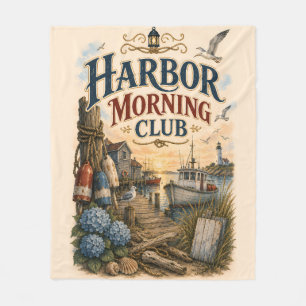 Harbor Morning Club Coastal Lighthouse Fleece Blanket