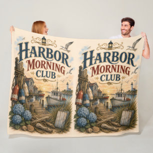 Harbor Morning Club Coastal Lighthouse Fleece Blanket
