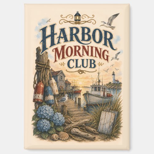 Harbor Morning Club Coastal Lighthouse Magnet