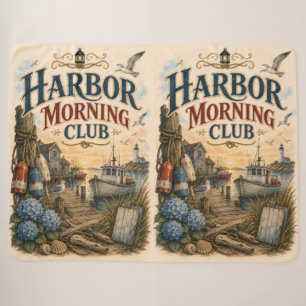 Harbor Morning Club Coastal Lighthouse Sherpa Blanket