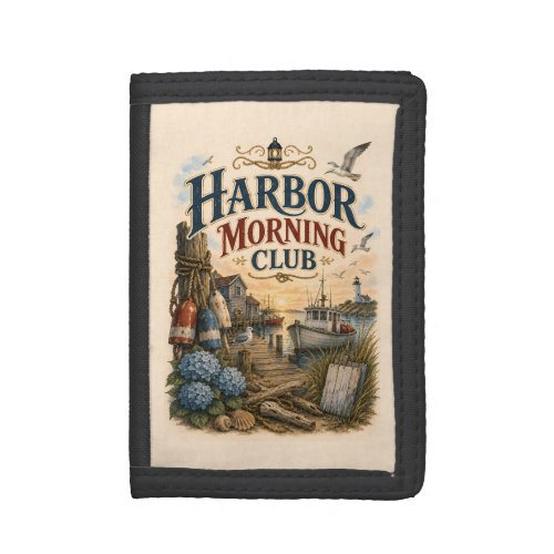 Harbor Morning Club Coastal Lighthouse Trifold Wallet