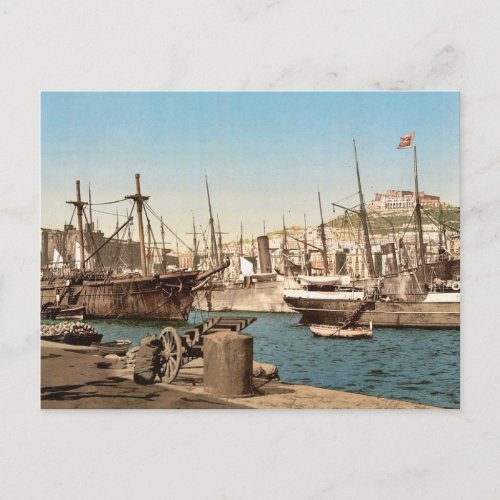 Harbor Naples Italy vintage Photochrom Postcard