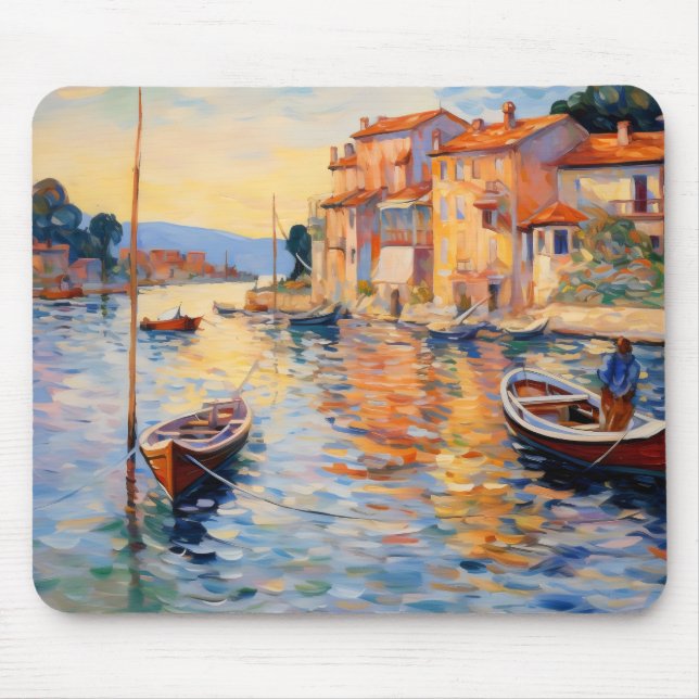 Harbor Neo-Impressionism Mouse Pad (Front)