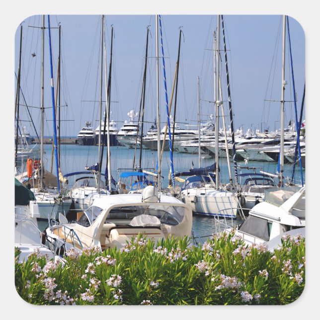 Harbor of Cannes in France Square Sticker (Front)