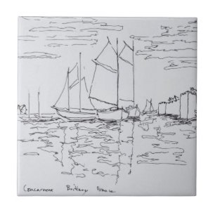 Harbor of Concarneau Southern Brittany, France Tile