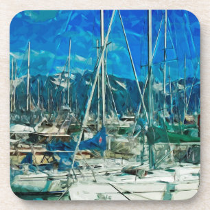 Harbor of Seward Alaska Abstract Impressionism Coaster