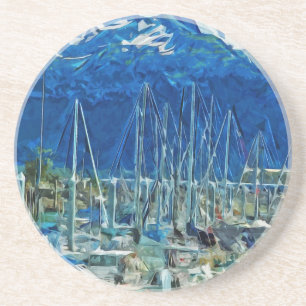 Harbor of Seward Alaska Abstract Impressionism Drink Coaster