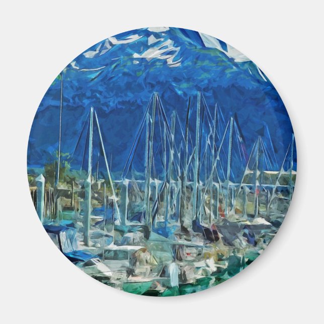 Harbor of Seward Alaska Abstract Impressionism Magnet (Front)