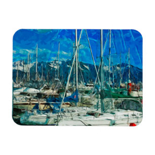 Harbor of Seward Alaska Abstract Impressionism Magnet