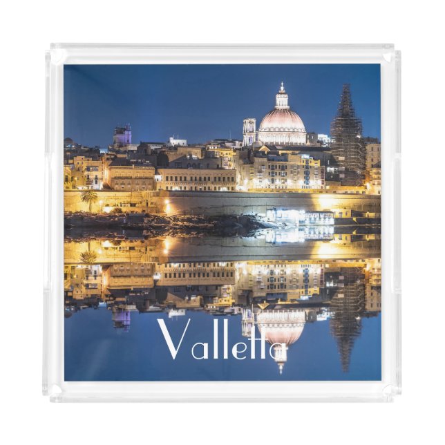 Harbor of Valletta old town at night Acrylic Tray (Front)