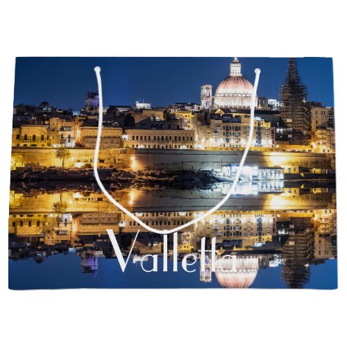 Harbor of Valletta old town at night Large Gift Bag