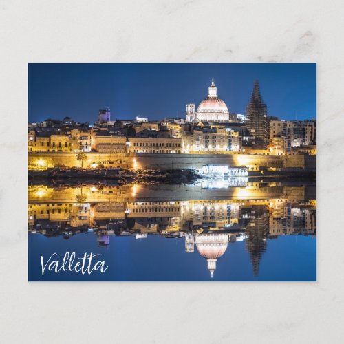 Harbor of Valletta old town at night Postcard